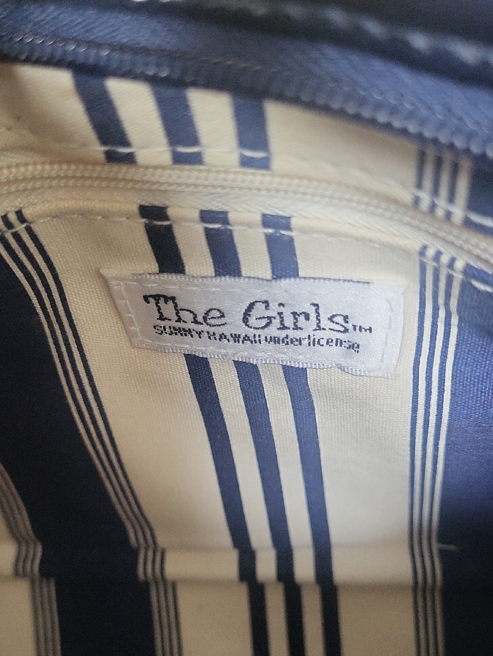 Golf Girl Navy & Cream Wristlet Pouch Canvad W Plastic Lining Wipeable Like New - Picture 7 of 9